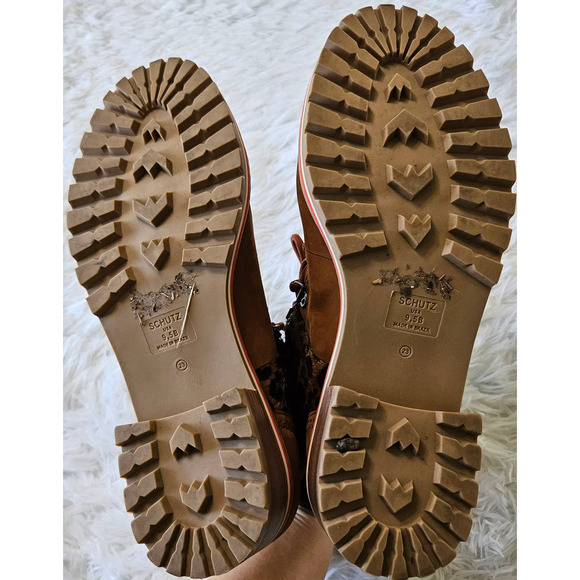 Schutz Sz 9.5 Keida Leopard Print Calf Hair Edgy Lace Up Combat Style Boots - Picture 10 of 10